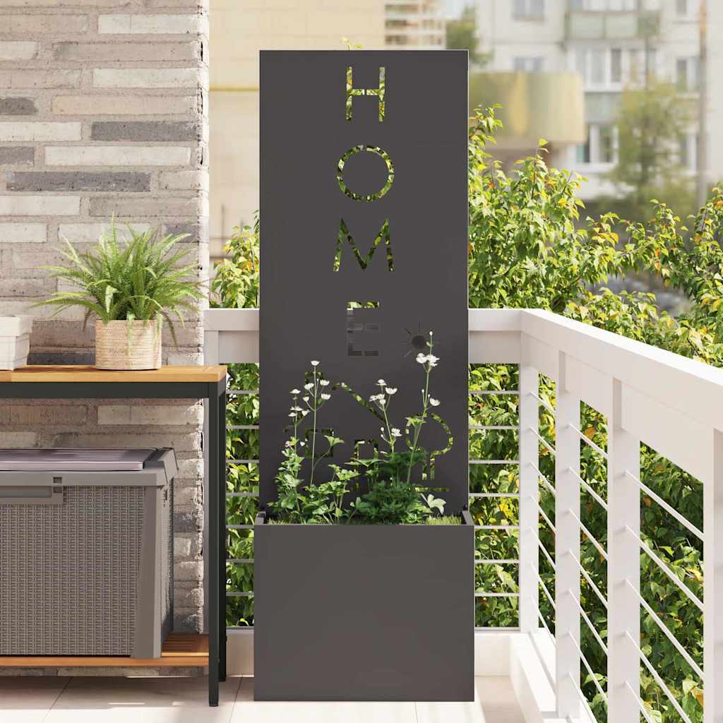Blumentopf mit dekorativem Paneel Schwarz 50 x 140 cm