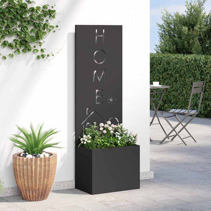 Blumentopf mit dekorativem Paneel Schwarz 50 x 140 cm
