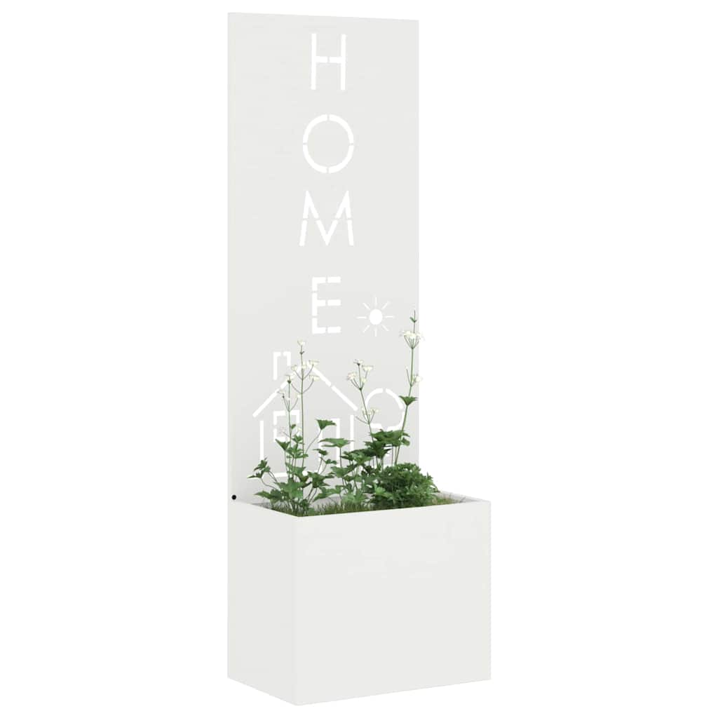 Blumentopf mit dekorativem Paneel Weiß 50 x 140 cm