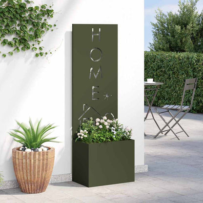 Blumentopf mit dekorativem Paneel Olivgrün 50 x 140 cm