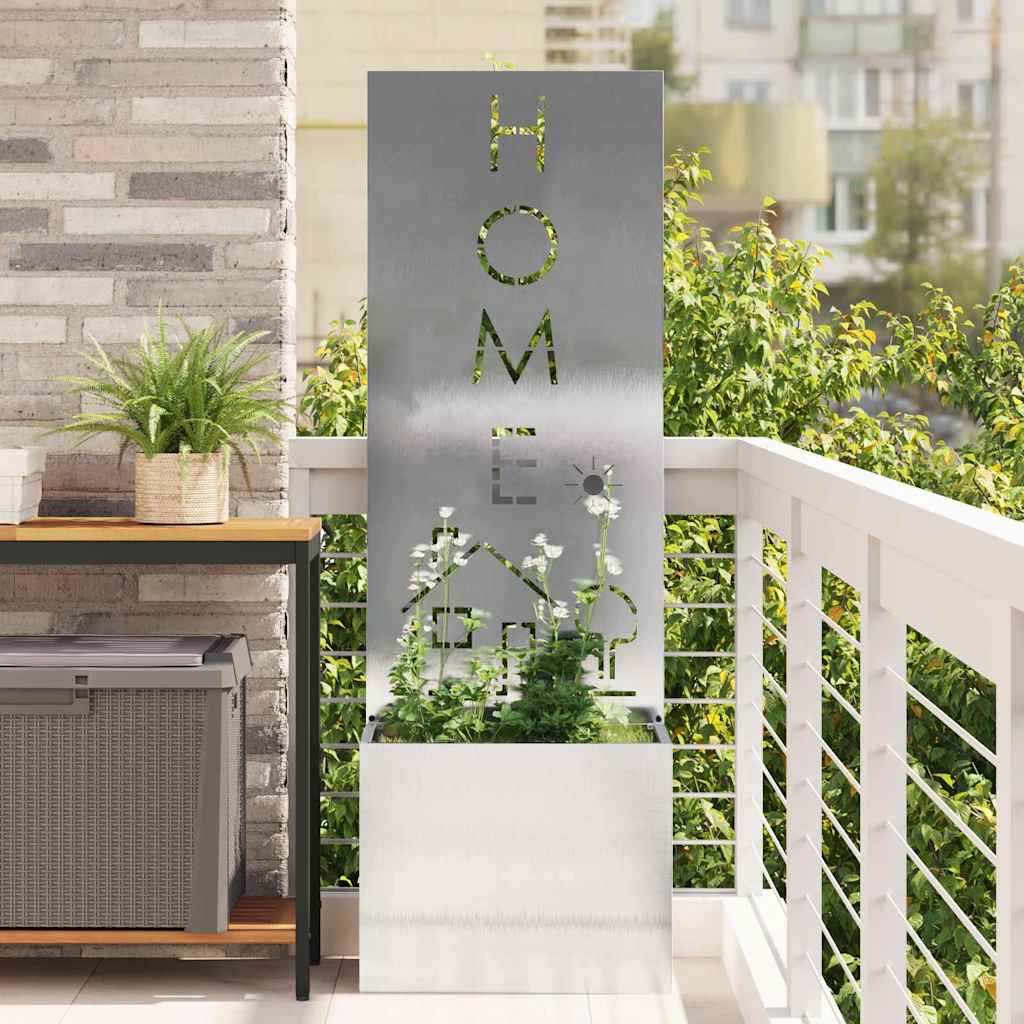 Blumentopf mit dekorativem Paneel Silber 50 x 140 cm Edelstahl