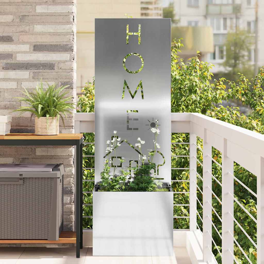 Blumentopf mit dekorativem Paneel Silber 50 x 140 cm