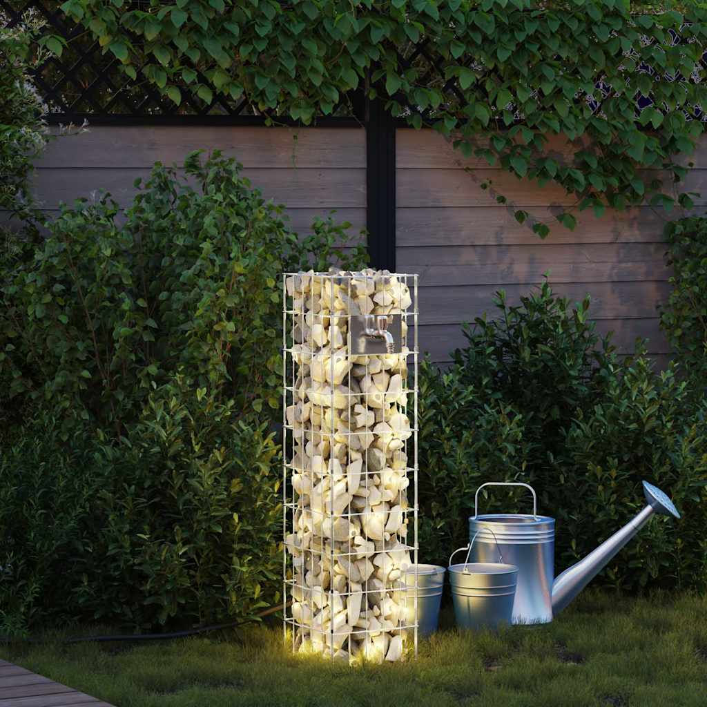 Gabionensäule Silber 25 x 25 x 100 cm Edelstahl