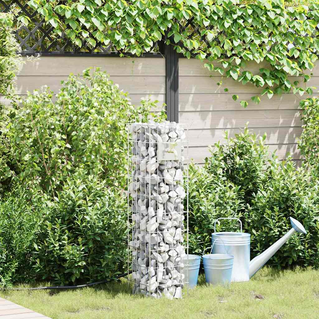 Gabionensäule Silber 25 x 25 x 100 cm Edelstahl