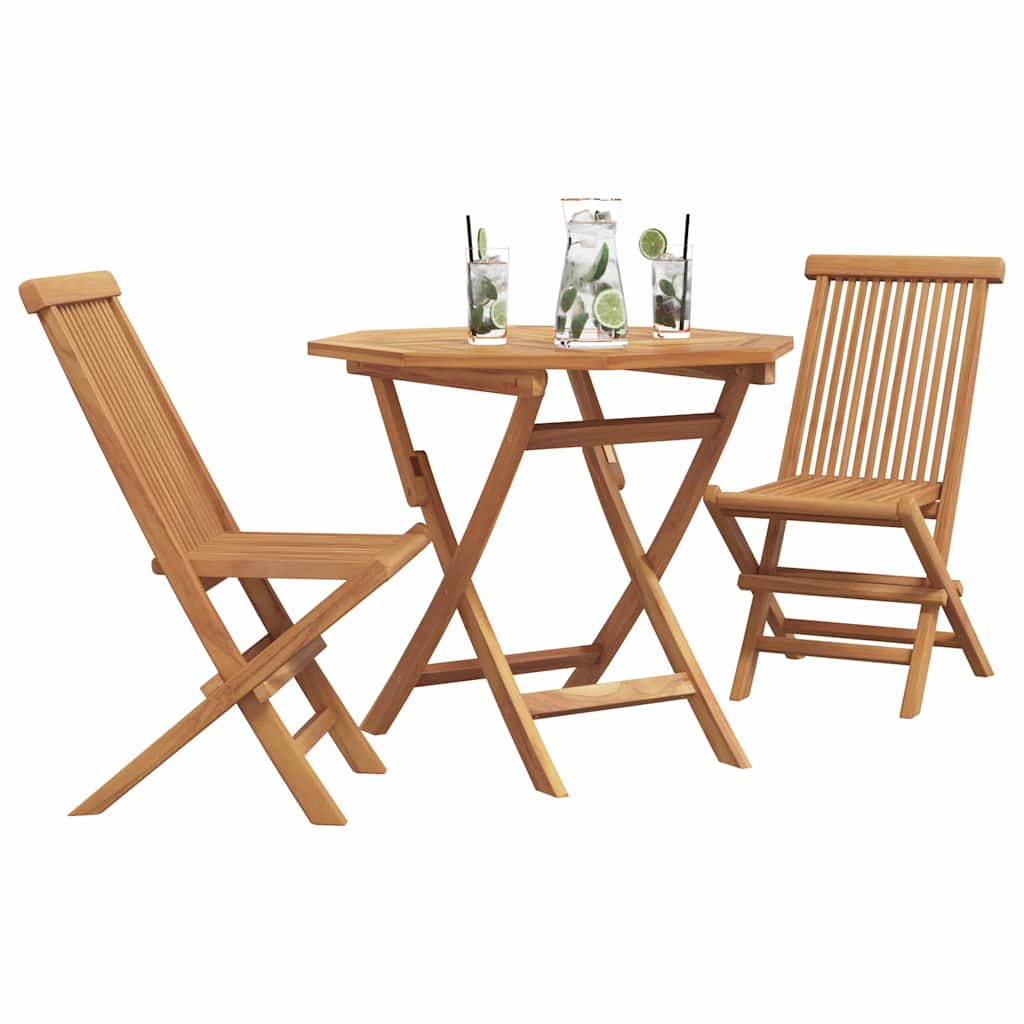 Garten Essgruppe 3 pcs Braun Massivholz Teak