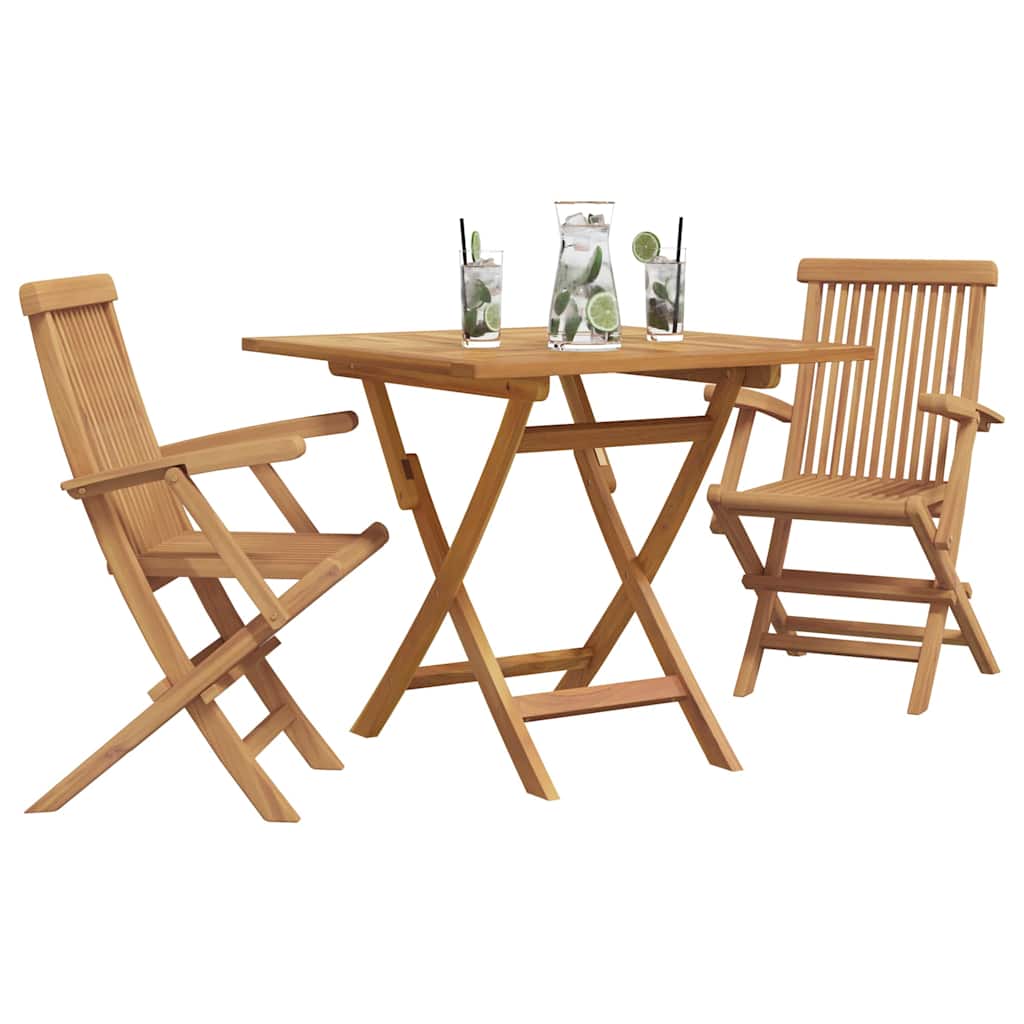 Garten Essgruppe 3 pcs Braun Massivholz Teak