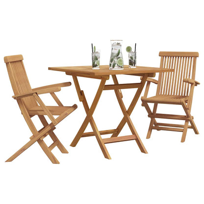 Garten Essgruppe 3 pcs Braun Massivholz Teak