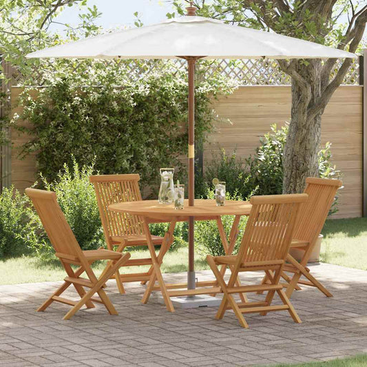 Garten Essgruppe 5 pcs Braun Massivholz Teak