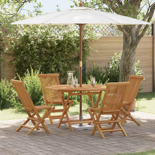 Garten Essgruppe 5 pcs Braun Massivholz Teak