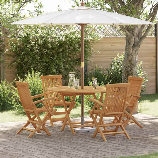 Garten Essgruppe 5 pcs Braun Massivholz Teak