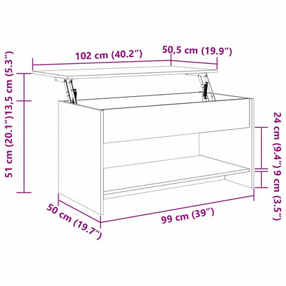 Couchtisch Artisan-Eiche 80 x 50.5 x 41.5 cm Holzwerkstoff