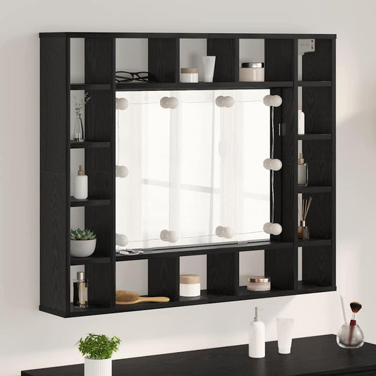 Spiegelschrank mit Regal Schwarz Eichen-Optik 91 x 15 x 76,5 cm