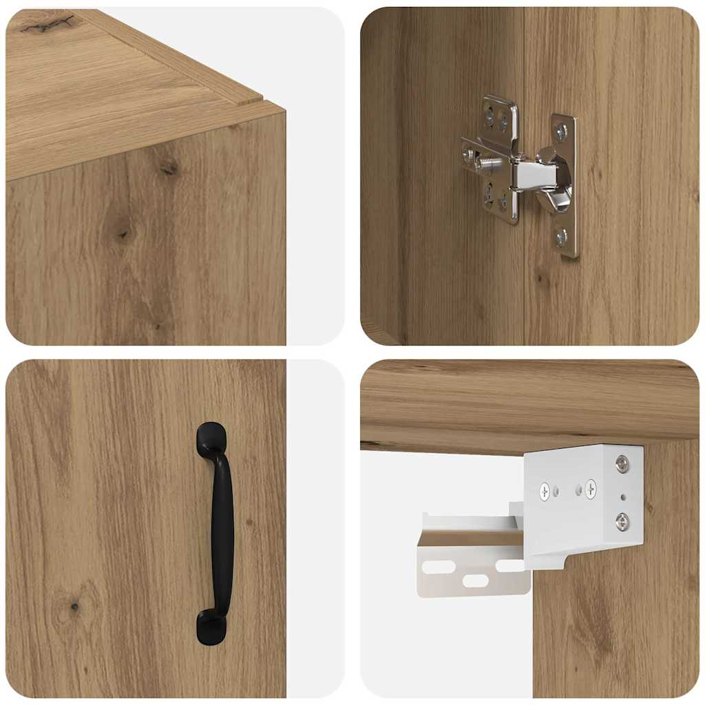 Hängeschrank Eiche handwerklich 69.5 x 34 x 90 cm Holzwerkstoff