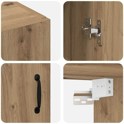 Hängeschrank Eiche handwerklich 69.5 x 34 x 90 cm Holzwerkstoff