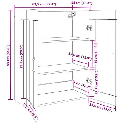 Hängeschrank Wandmontiert Braun 69.5 x 34 x 90 cm Holzwerkstoff
