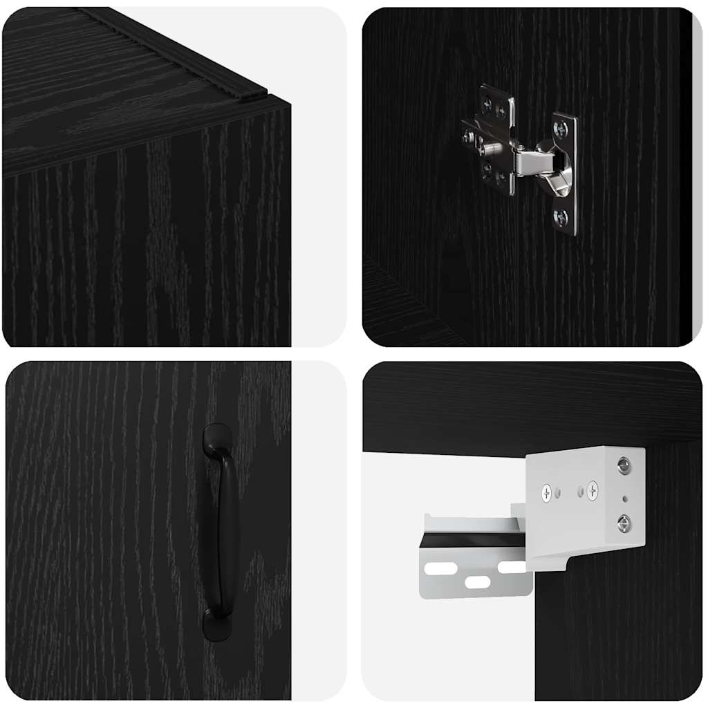 Hängeschrank Schwarz 69.5 x 34 x 90 cm Holzwerkstoff