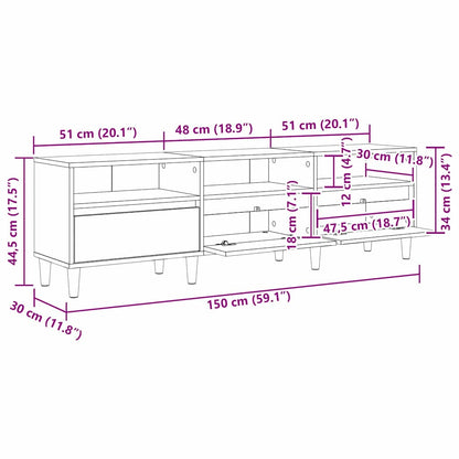 TV-Schränk Eiche handwerklich 150 x 30 x 45 cm Holzwerkstoff