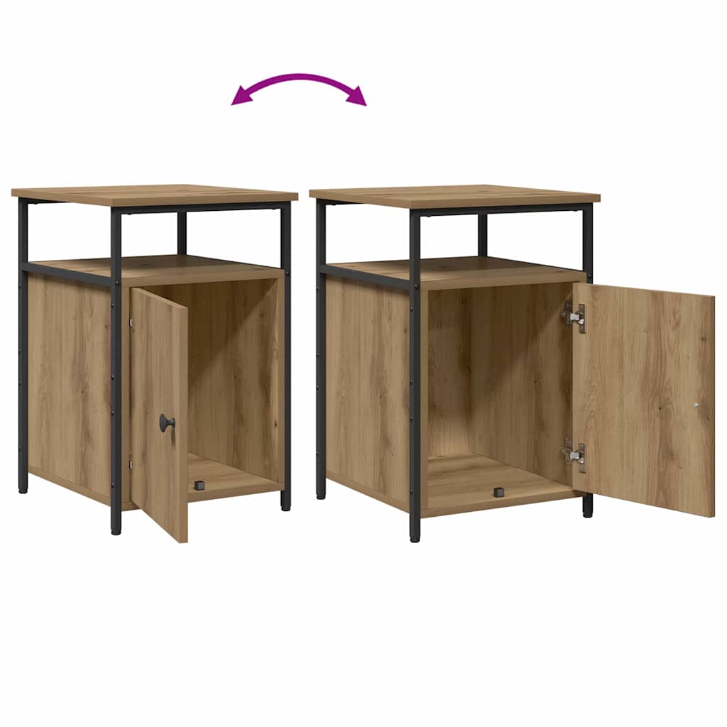 Nachttisch 2 pcs Eiche handwerklich Holzwerkstoff