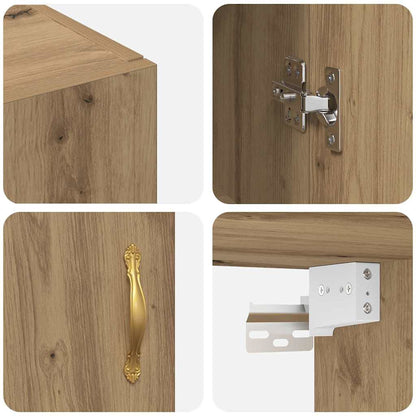 Wandschrank Eiche handwerklich 69.5 x 34 x 90 cm Holzwerkstoff