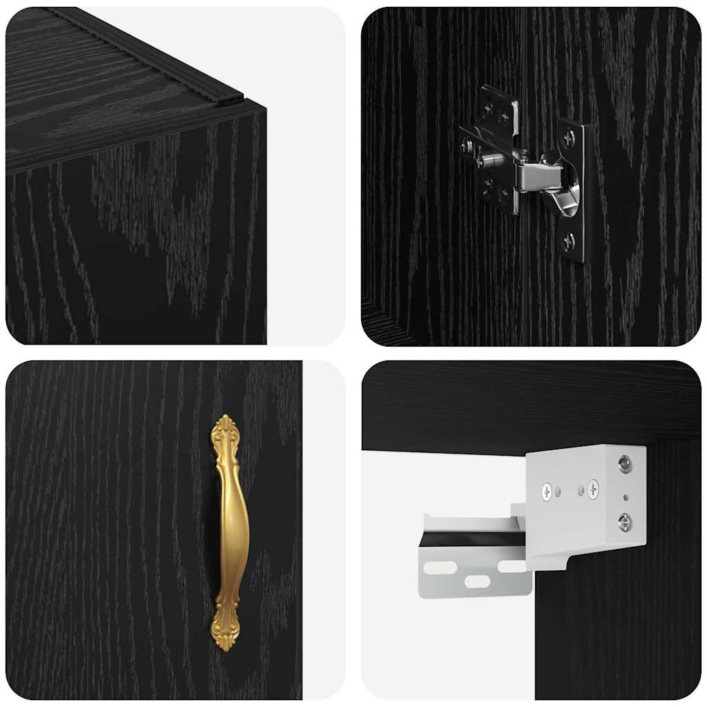 Wandschrank Schwarze Eiche 69.5 x 34 x 90 cm Holzwerkstoff