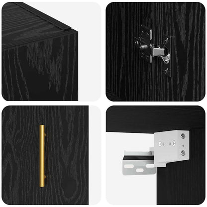 Wandschrank Schwarz 69.5 x 34 x 90 cm Holzwerkstoff