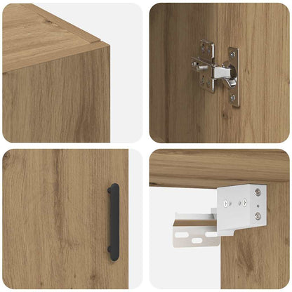 Wandschrank Eiche handwerklich 69.5 x 34 x 90 cm Holzwerkstoff