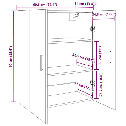 Wandschrank Eiche handwerklich 69.5 x 34 x 90 cm Holzwerkstoff