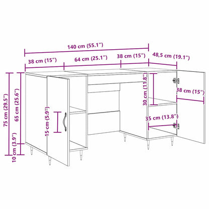 Schreibtisch mit Regal Altholz 140 x 50 x 75 cm Holzwerkstoff
