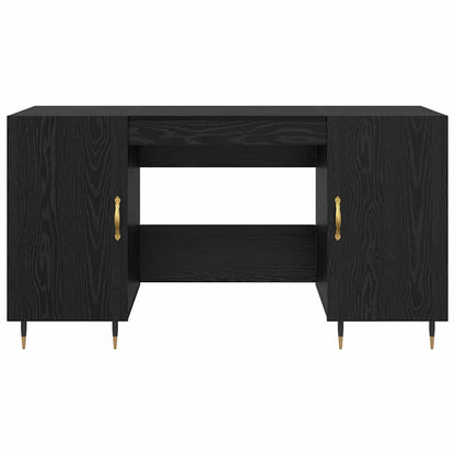 Schreibtisch mit Regal Schwarz Eichen-Optik 140 x 50 x 75 cm