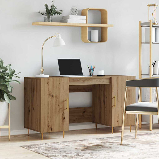Schreibtisch Eiche handwerklich 140 x 50 x 75 cm Holzwerkstoff