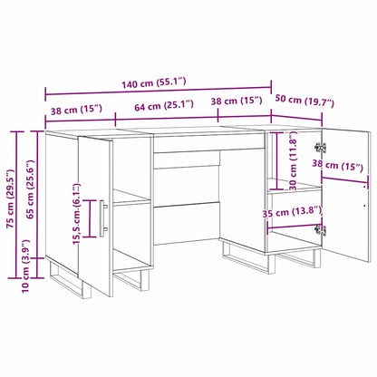 Schreibtisch mit Regal Altholz 140 x 50 x 75 cm Holzwerkstoff