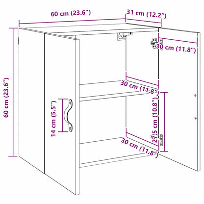 Wandschrank Schwarze Eiche 60 x 31 x 60 cm Holzwerkstoff