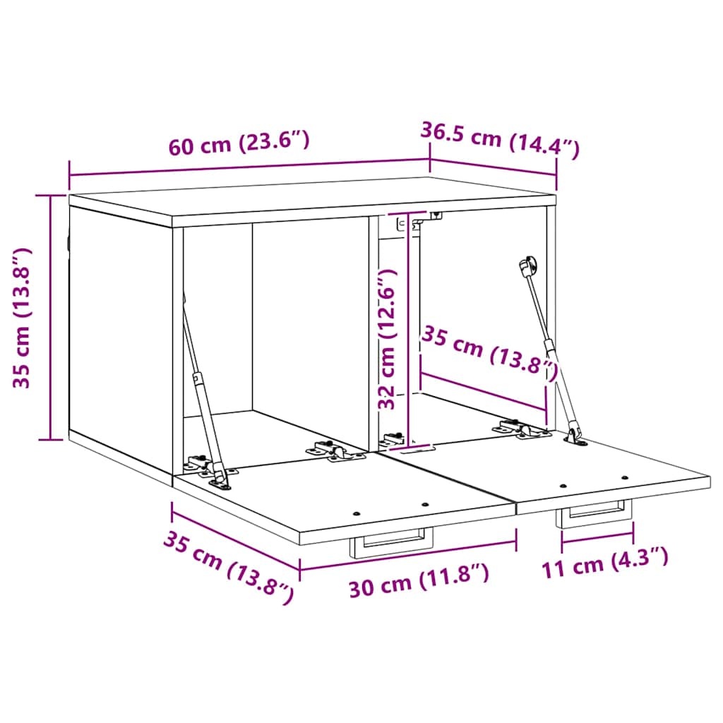 Wandschrank Altholz 60 x 36.5 x 35 cm Holzwerkstoff