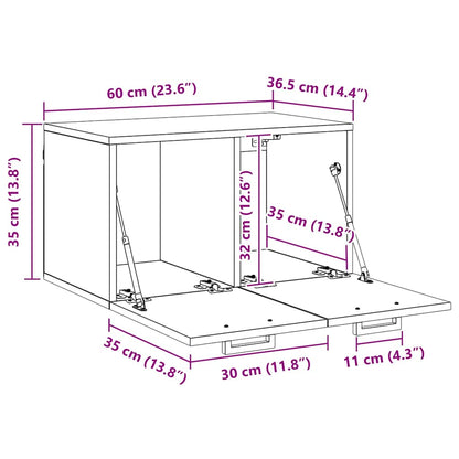 Wandschrank Schwarze Eiche 60 x 36.5 x 35 cm Holzwerkstoff