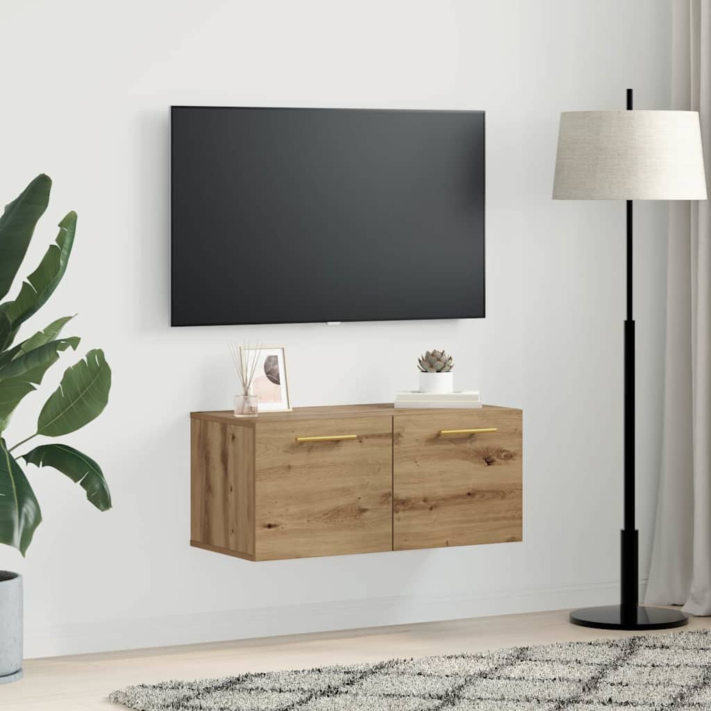 Wandschrank Eiche handwerklich 80 x 36.5 x 35 cm Holzwerkstoff