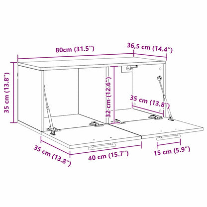 Wandschrank Schwarze Eiche 80 x 36.5 x 35 cm Holzwerkstoff