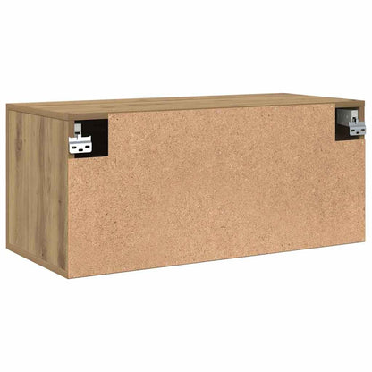 Wandschrank Eiche handwerklich 80 x 36.5 x 35 cm Holzwerkstoff