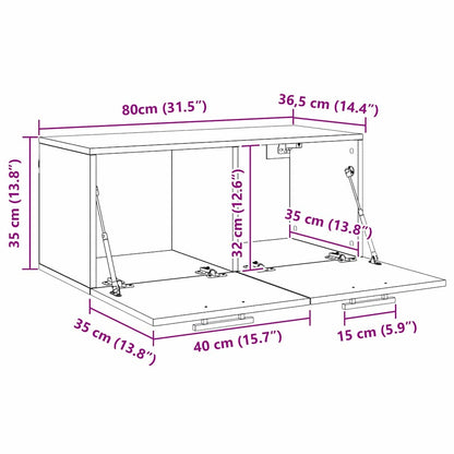 Wandschrank Schwarze Eiche 80 x 36.5 x 35 cm Holzwerkstoff