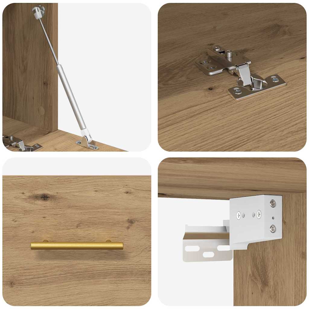 Wandschrank Eiche handwerklich 100 x 36.5 x 35 cm Holzwerkstoff