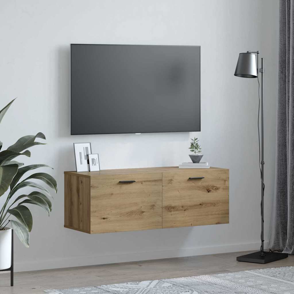 Wandschrank Eiche handwerklich 100 x 36.5 x 35 cm Holzwerkstoff
