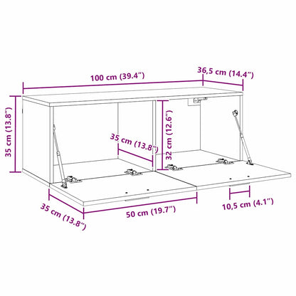 Wandschrank Schwarze Eiche 100 x 36.5 x 35 cm Holzwerkstoff