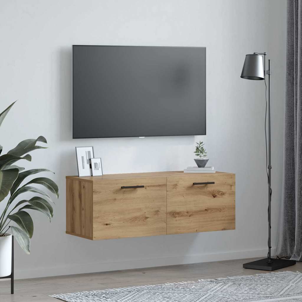 Wandschrank Eiche handwerklich 100 x 36.5 x 35 cm Holzwerkstoff