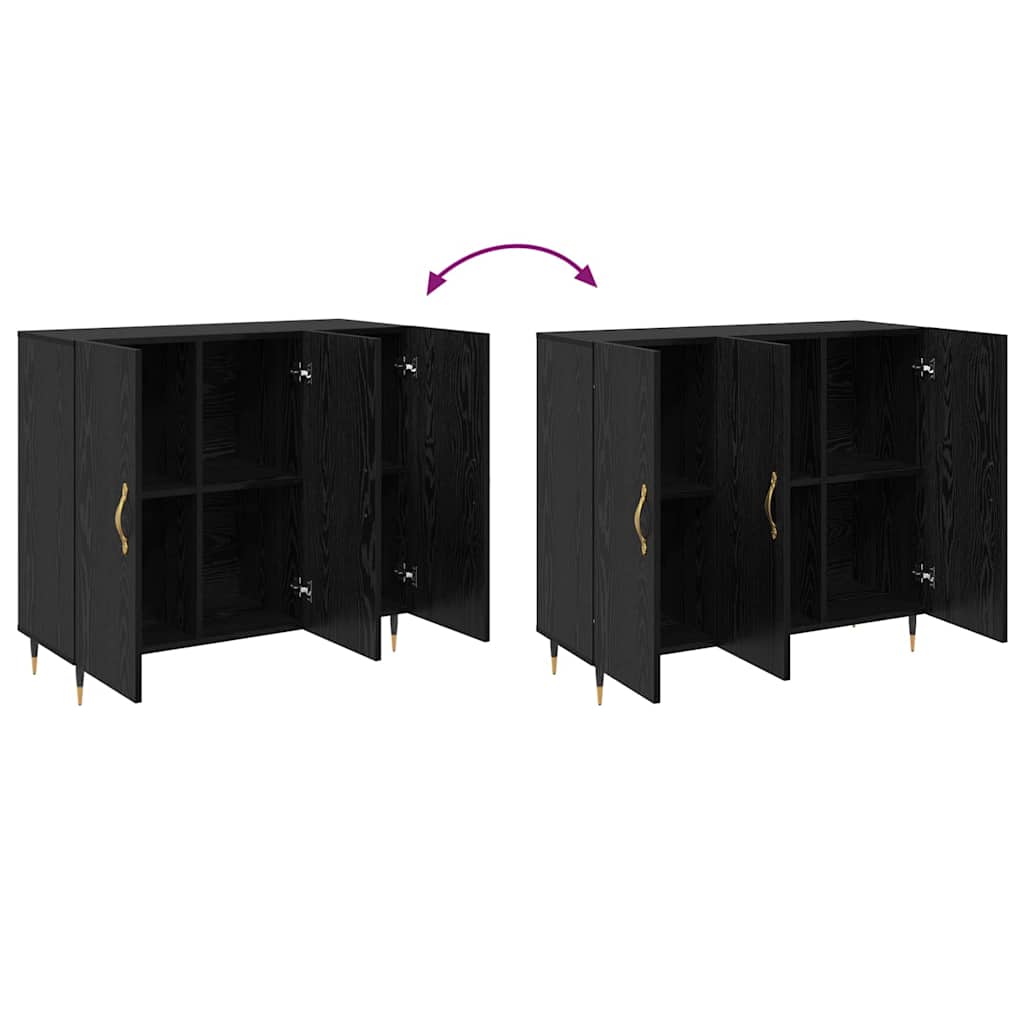 Sideboard Schwarz 90 x 34 x 80 cm Holzwerkstoff