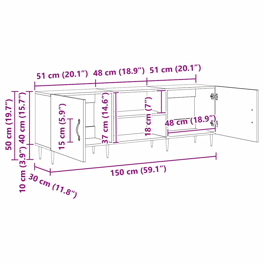 TV-Schränk Altholz 150 x 30 x 50 cm Holzwerkstoff
