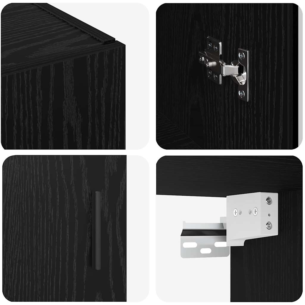 Wandschrank Schwarze Eiche 69.5 x 34 x 90 cm Holzwerkstoff