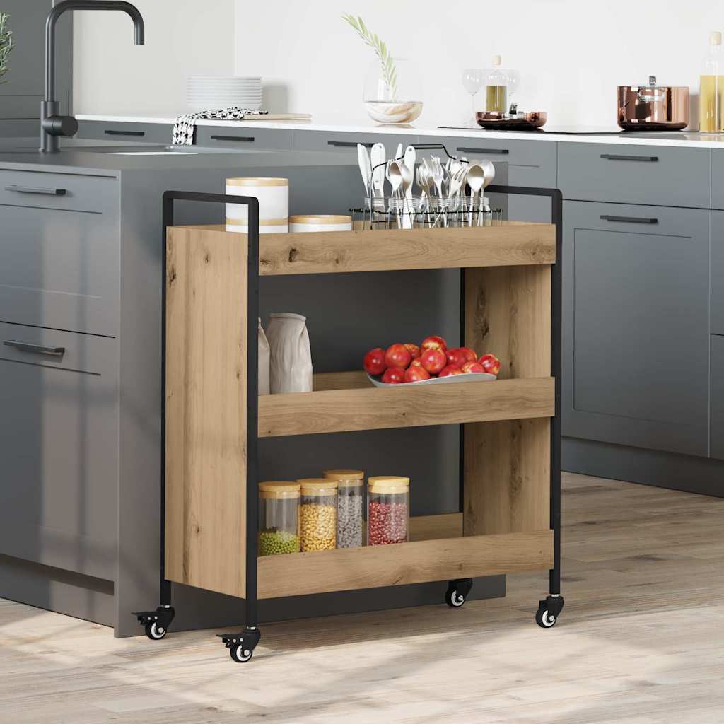 Küchentrolley Eiche handwerklich 70 x 30 x 82 cm Holzwerkstoff
