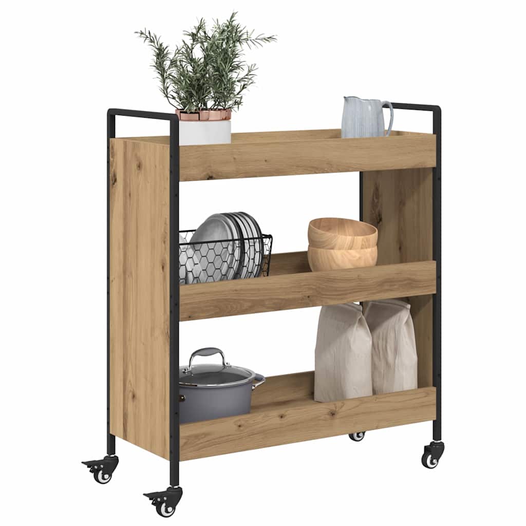 Küchentrolley Eiche handwerklich 70 x 30 x 82 cm Holzwerkstoff
