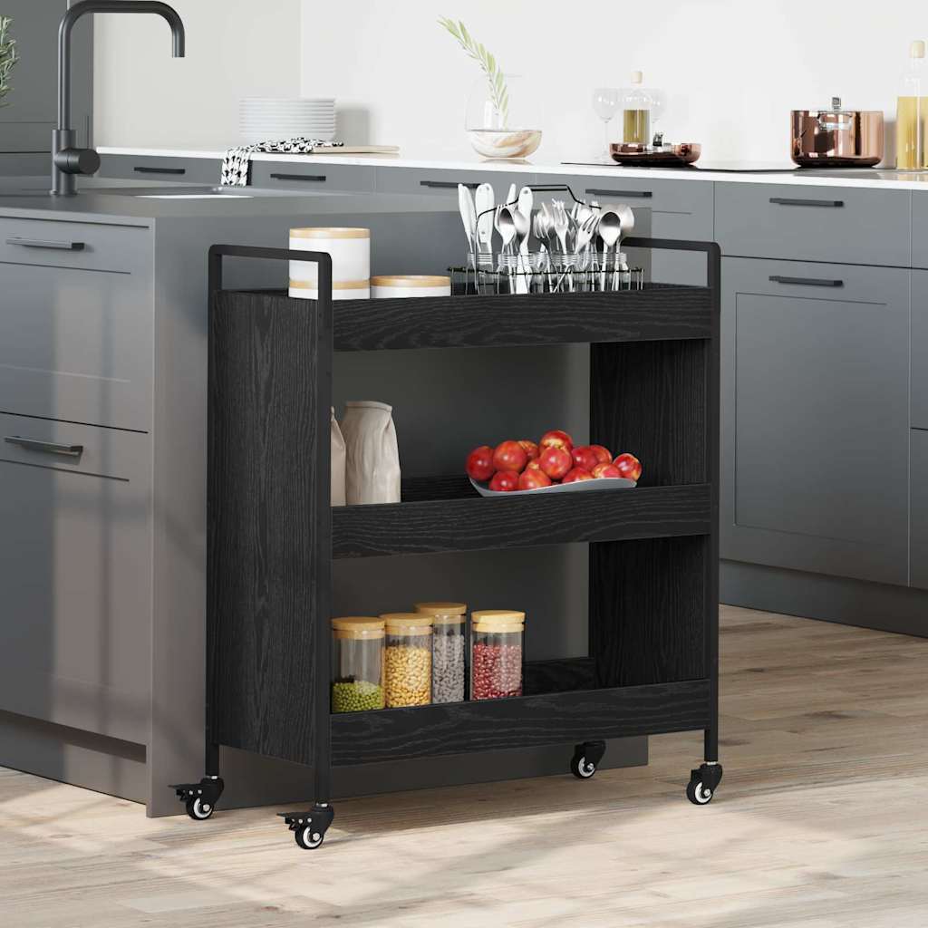 Küchentrolley Schwarze Eiche 70 x 30 x 82 cm Holzwerkstoff