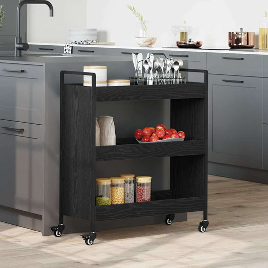 Küchentrolley Schwarze Eiche 70 x 30 x 82 cm Holzwerkstoff