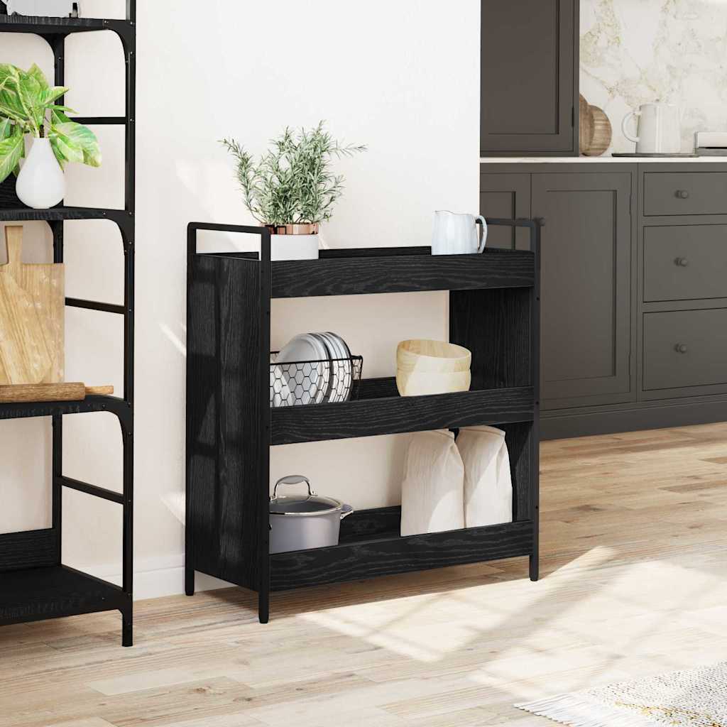 Küchentrolley Schwarze Eiche 70 x 30 x 82 cm Holzwerkstoff